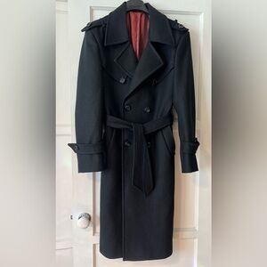 Vintage Cloth by Agnello Italy black double breasted wool trench coat
